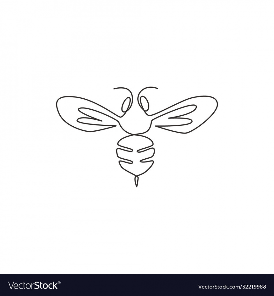 One continuous line drawing elegant bee Royalty Free Vector