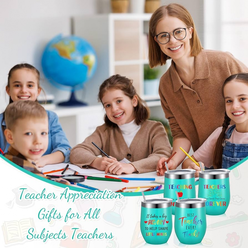 Pack Teacher Appreciation Gifts Teacher Tumbler Best Teacher Ever Thanks  Teacher Gift from Students Gifts for Daycare,  oz Stainless Steel Tumbler