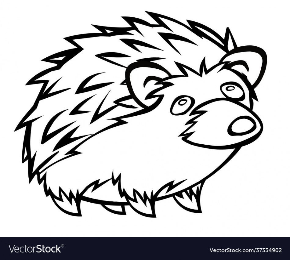 Porcupine cartoon black line drawing Royalty Free Vector