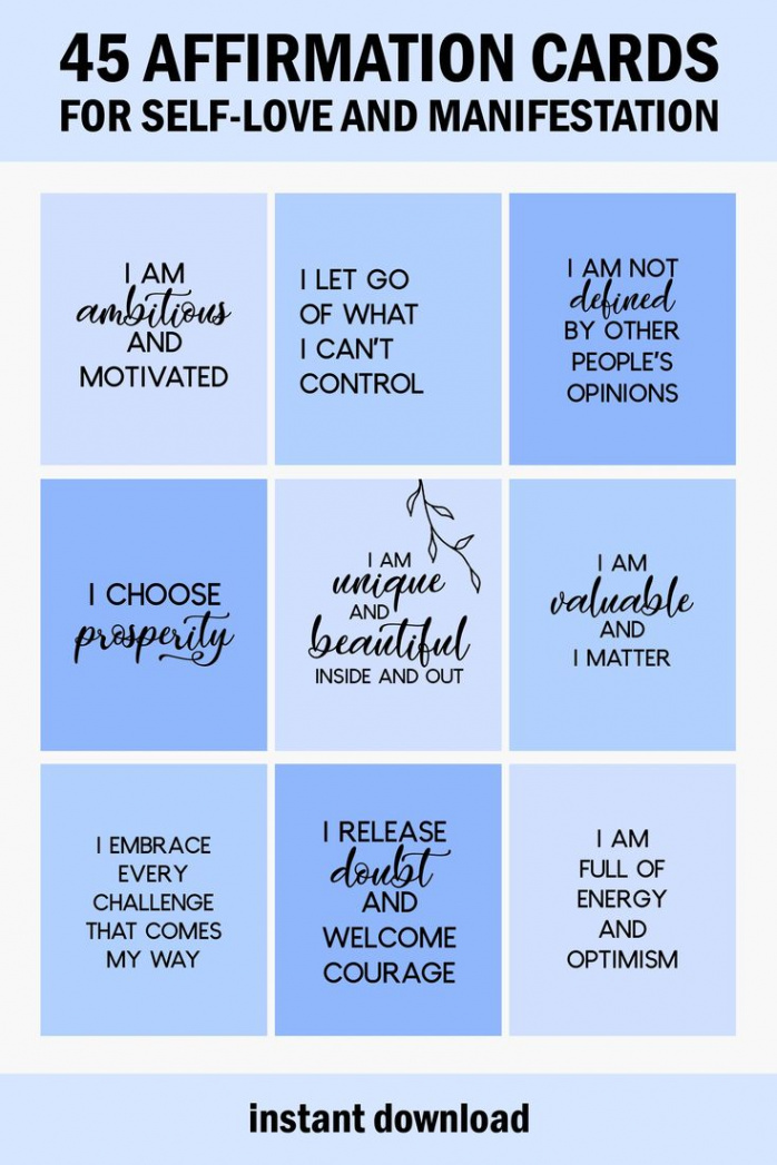 Positive Affirmation Card Deck, Vision Board Printables, Cards for