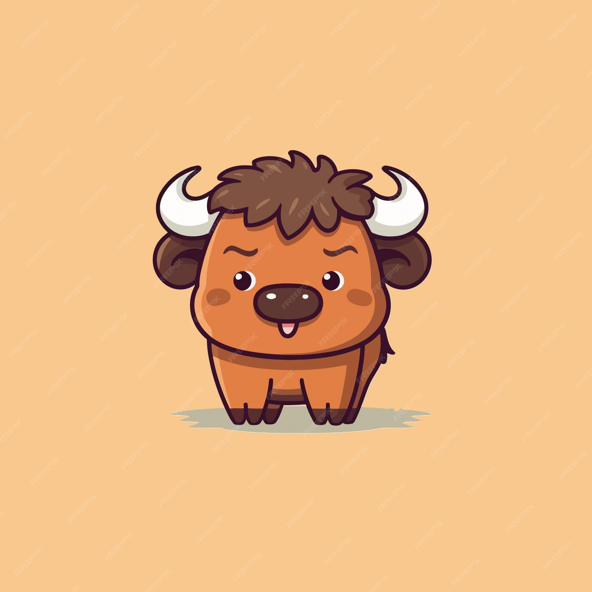 Premium Vector  Cute kawaii buffalo chibi mascot vector cartoon style