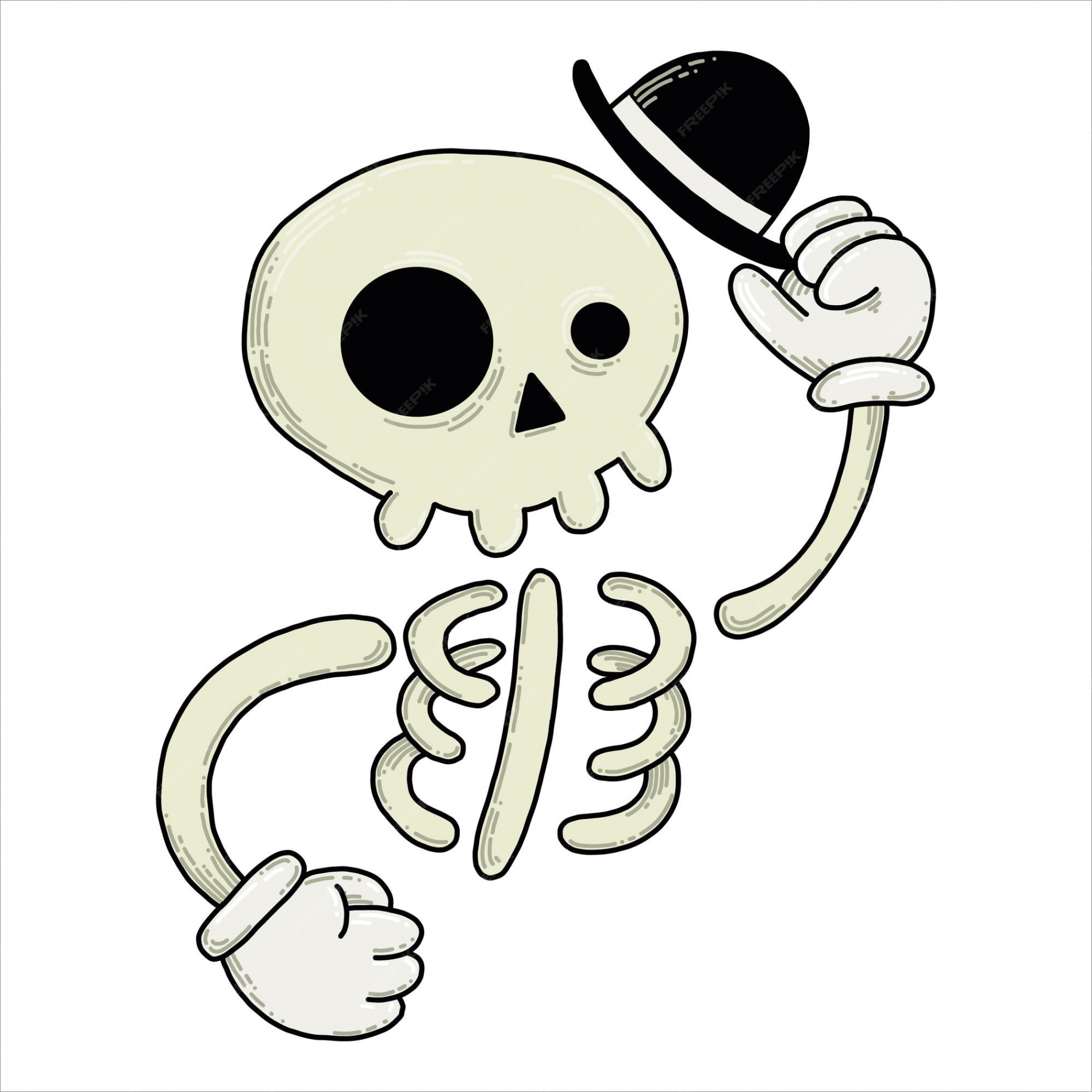 Premium Vector  Cute skeleton skull and bones funny drawing