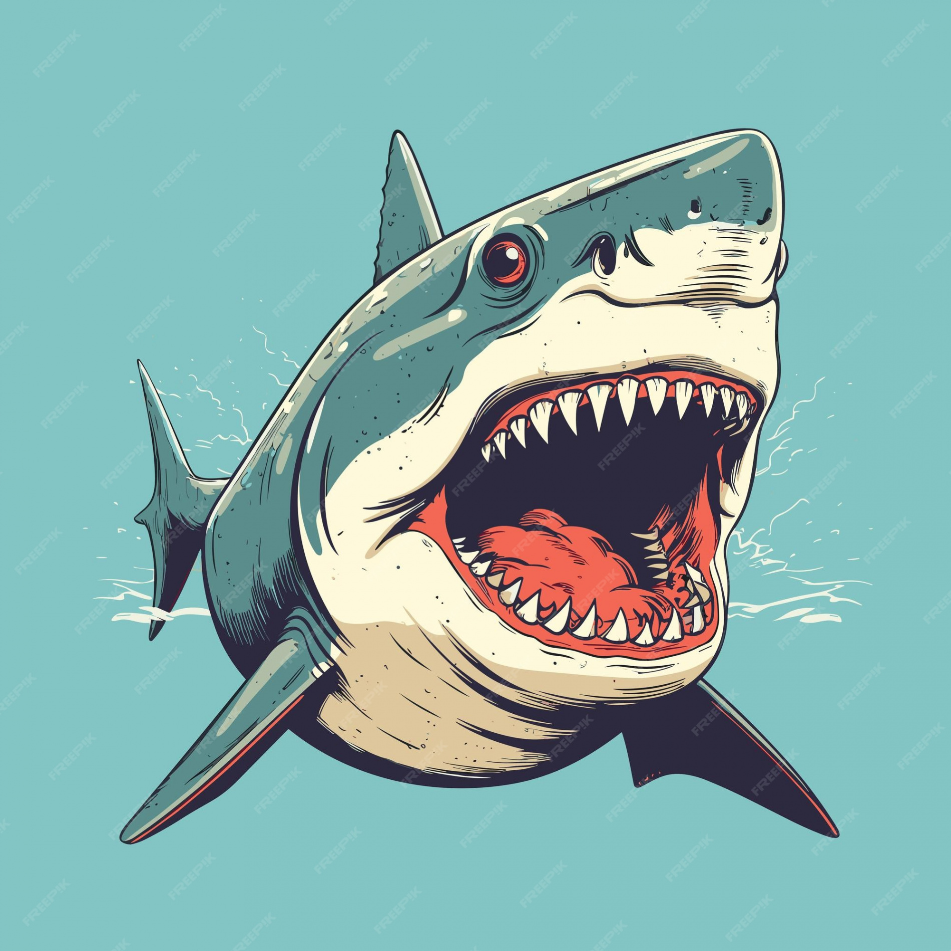 Premium Vector  Drawing of shark with its mouth open and it