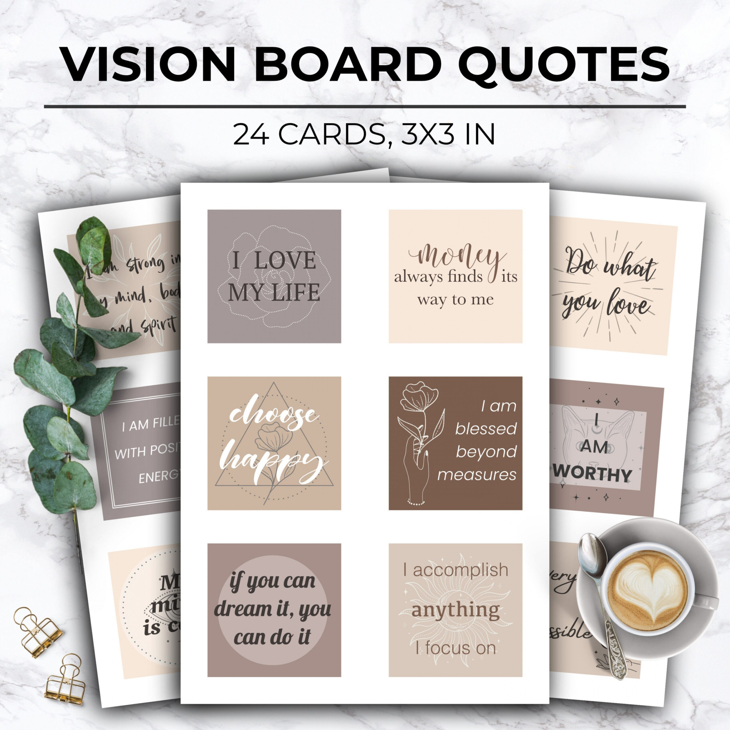 Printable Vision Board Quotes & Affirmations,vision Board Template