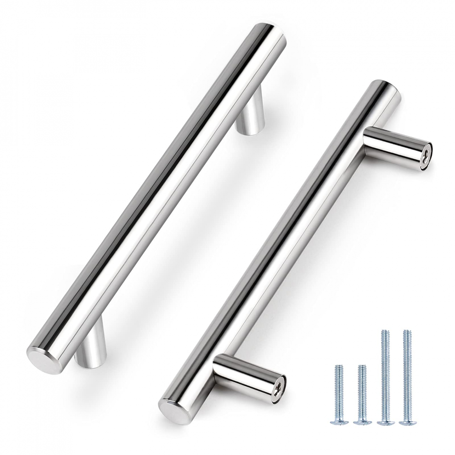 Probrico  Pack   Inch Polished Chrome Cabinet Pulls, -/ Inches  Total Length, Stainless Steel Kitchen Cabinet Hardware, Chrome Drawer Pulls