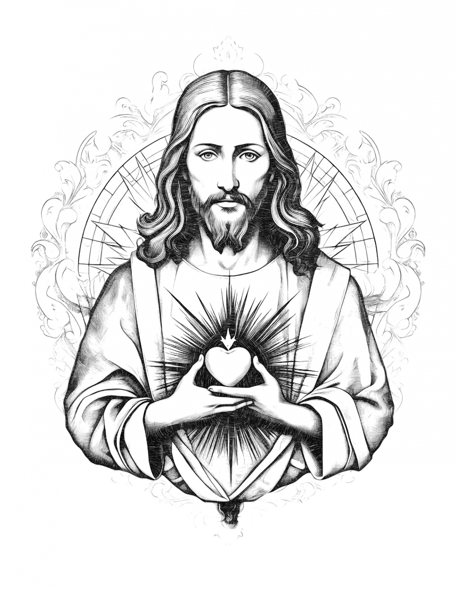 Sacred Heart of Jesus () - Catholic Coloring Page