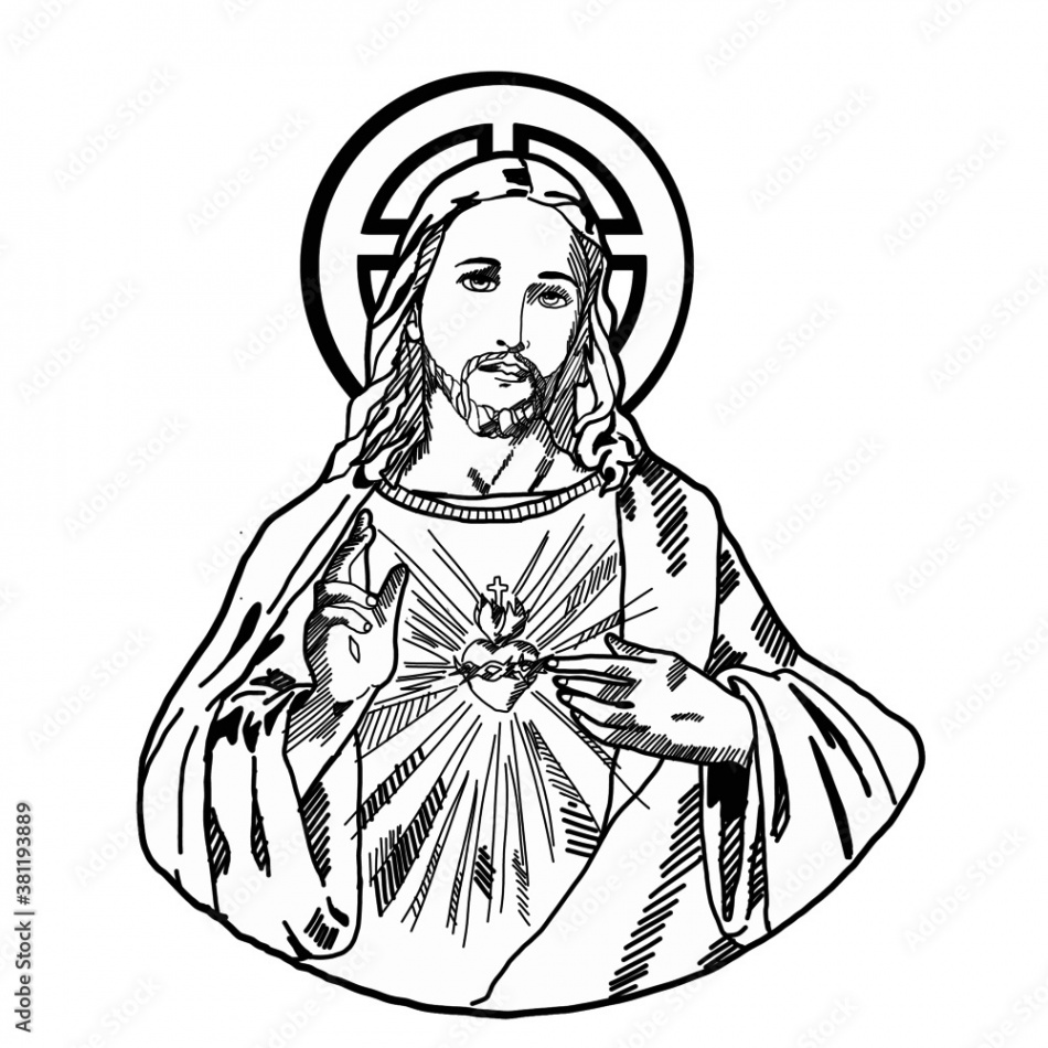 Sacred Heart of Jesus Handdrawn Vector Art Stock-Vektorgrafik