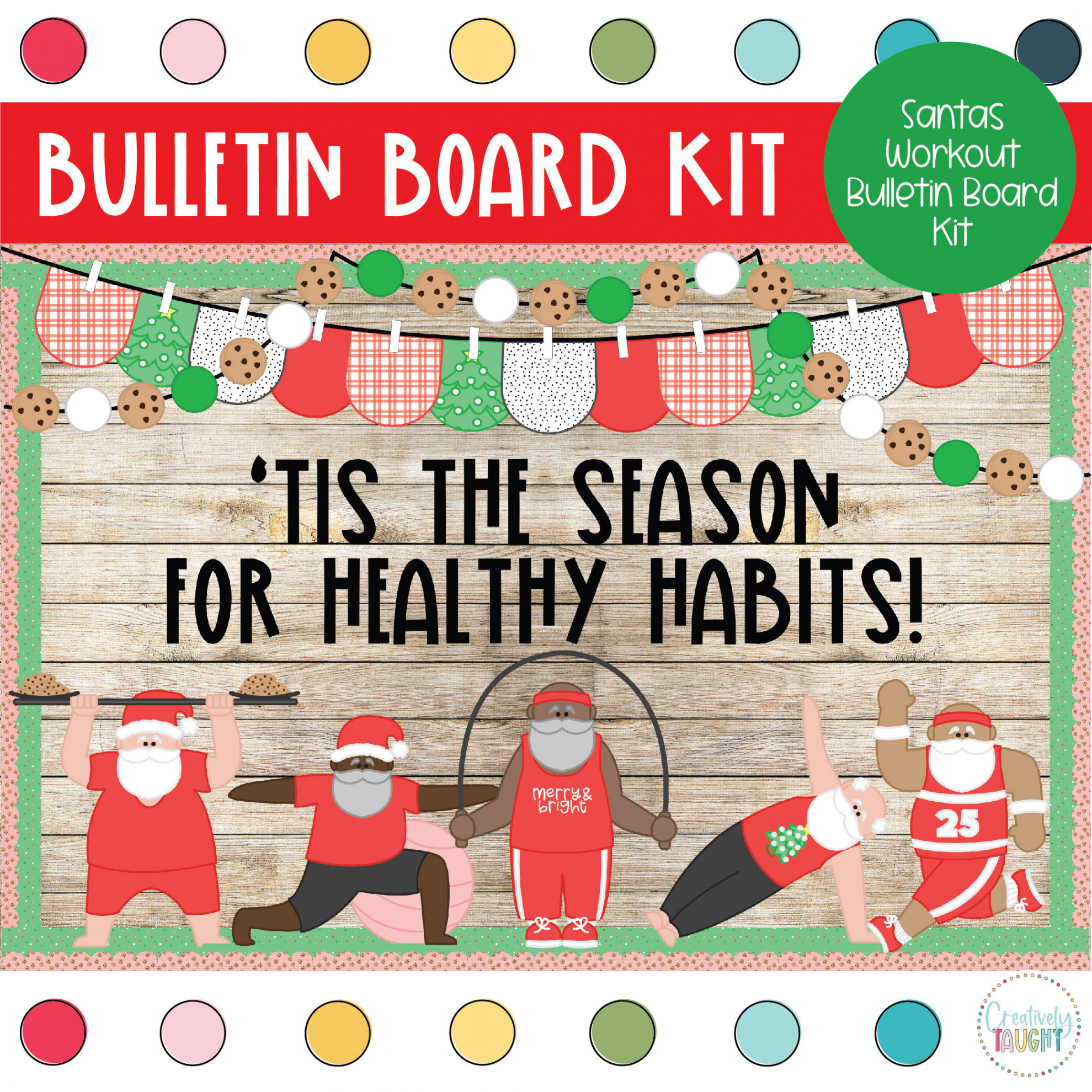 Santas Workout PE Class Christmas December Bulletin Board Kit - Etsy