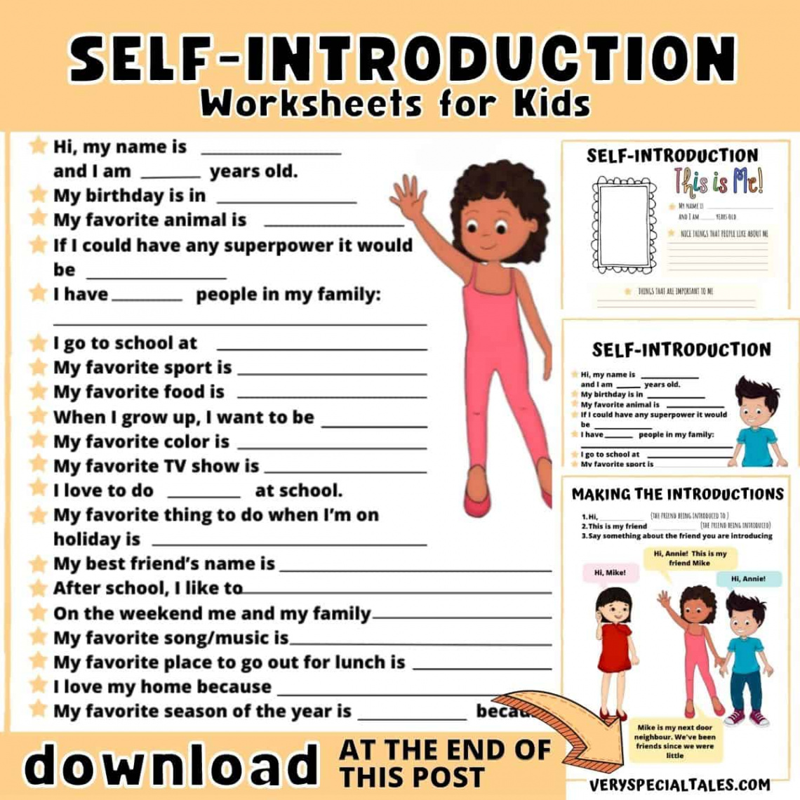 Self-Introduction for Kids: Worksheets & Activities (Printable PDF