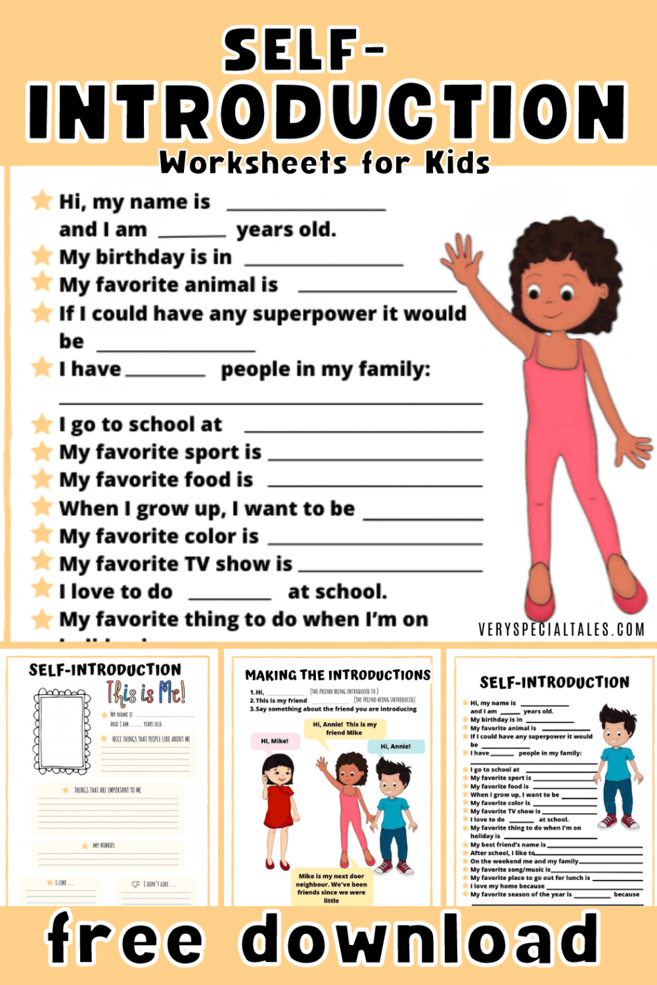 Self-Introduction for Kids: Worksheets & Activities (Printable PDF