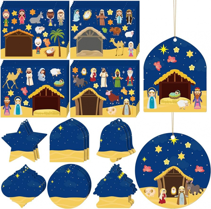 Set of  Make a Nativity Scene Sticker Funny Christmas Crafts for Kids  Jesus Stickers Nativity Scene Religious Stickers Build Your Own Christmas