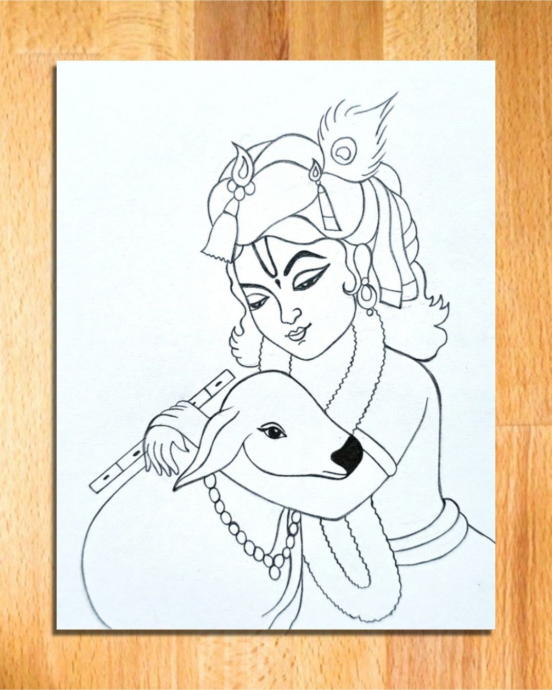 Shri Krishna and Cow drawing step by step and easy  Krishna