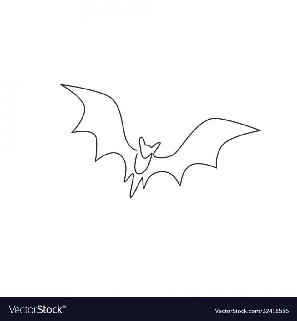 Single continuous line drawing cute flying bat Vector Image