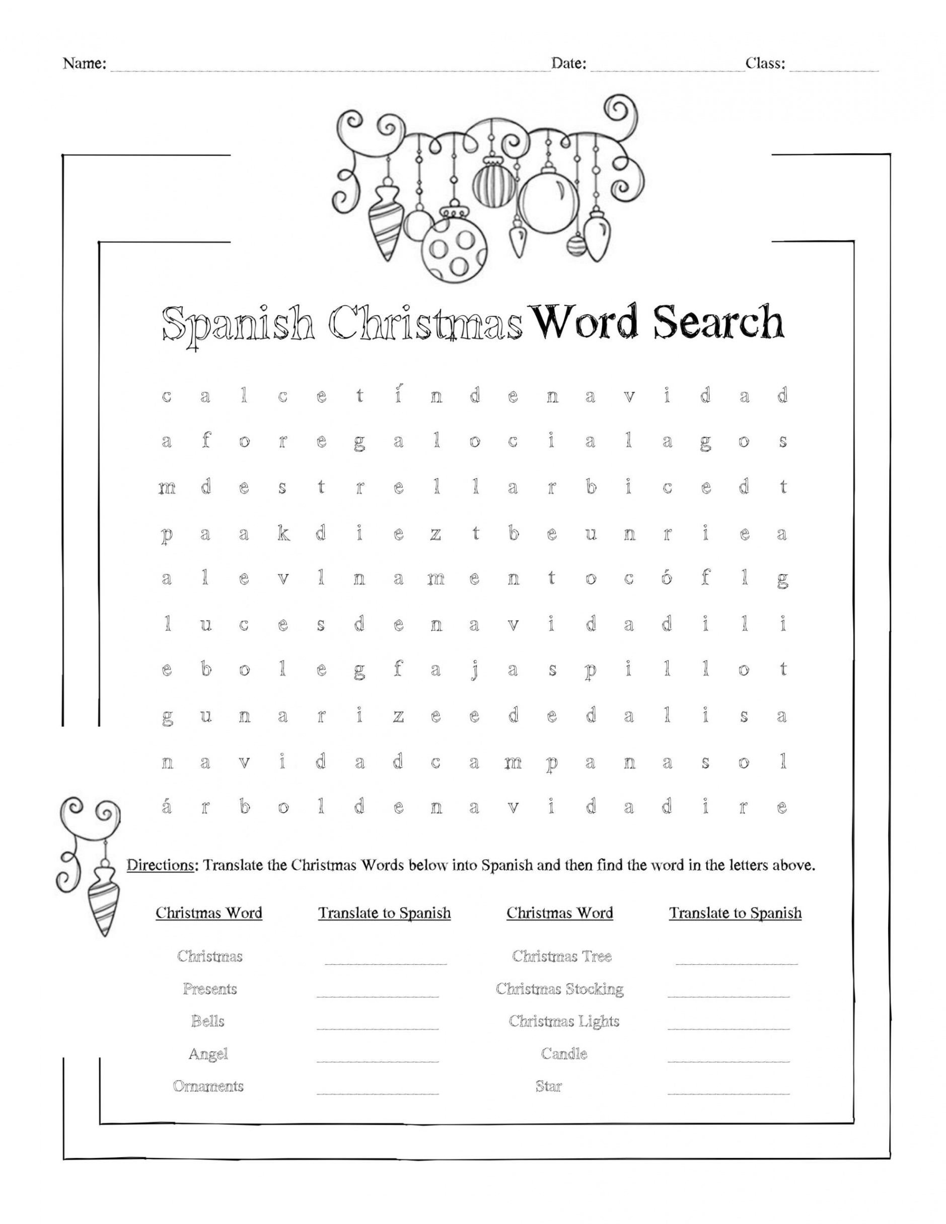 Spanish Christmas Word Search Worksheet  Made By Teachers