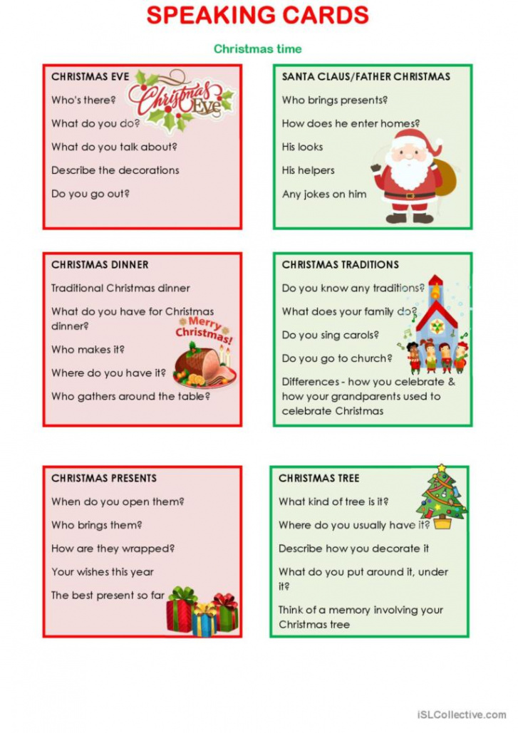 Speaking cards - CHRISTMAS TIME: English ESL worksheets pdf & doc