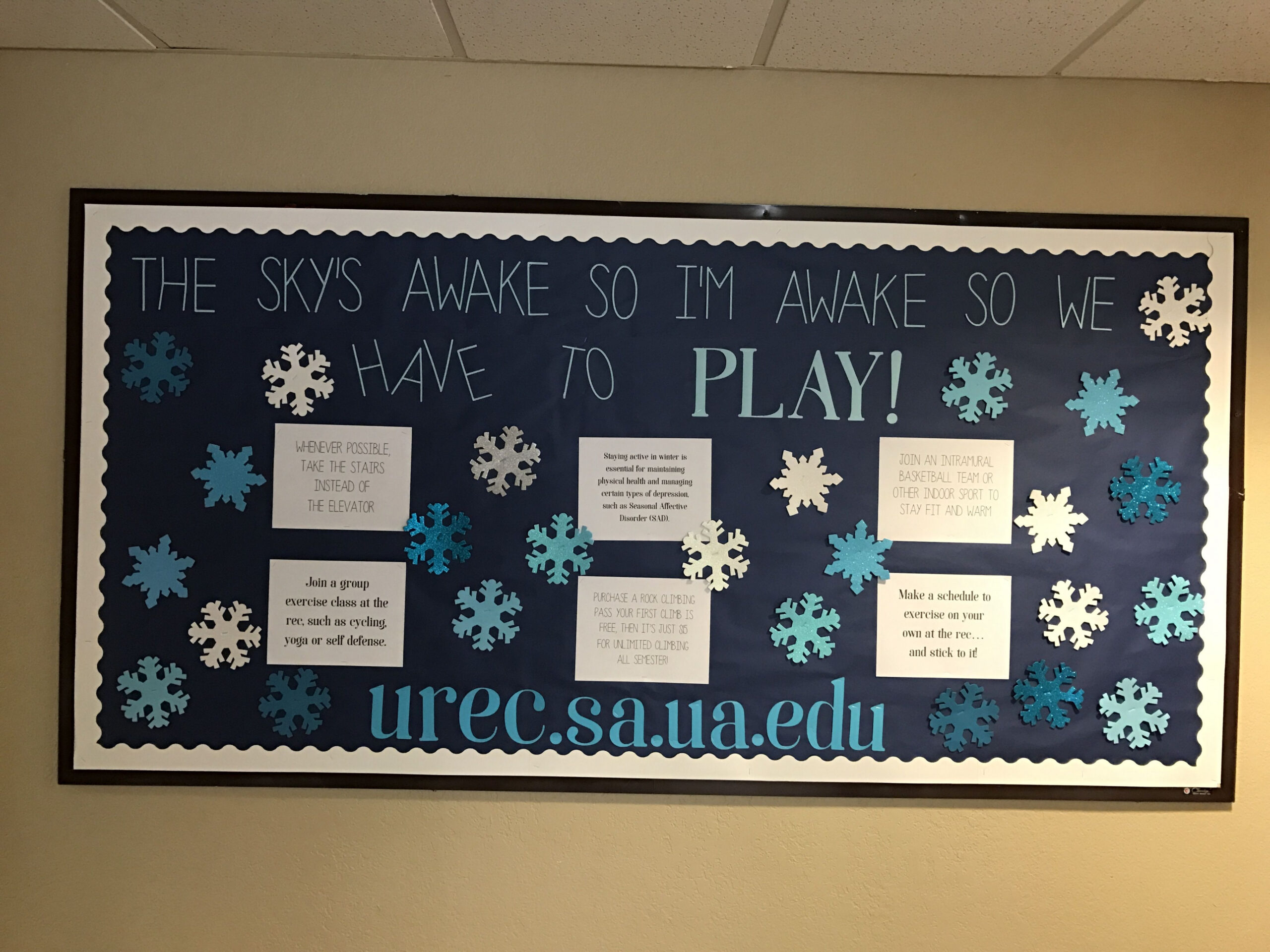 Staying active in winter bulletin board. Frozen quote