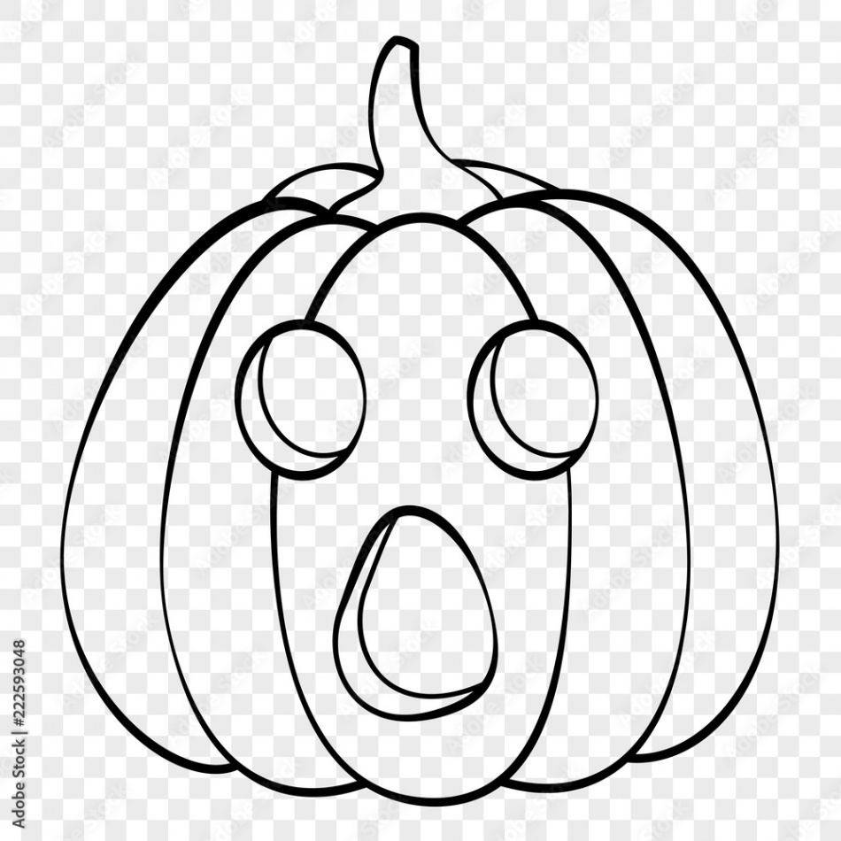 Surprised face Halloween pumpkin emotion outline drawing for laser