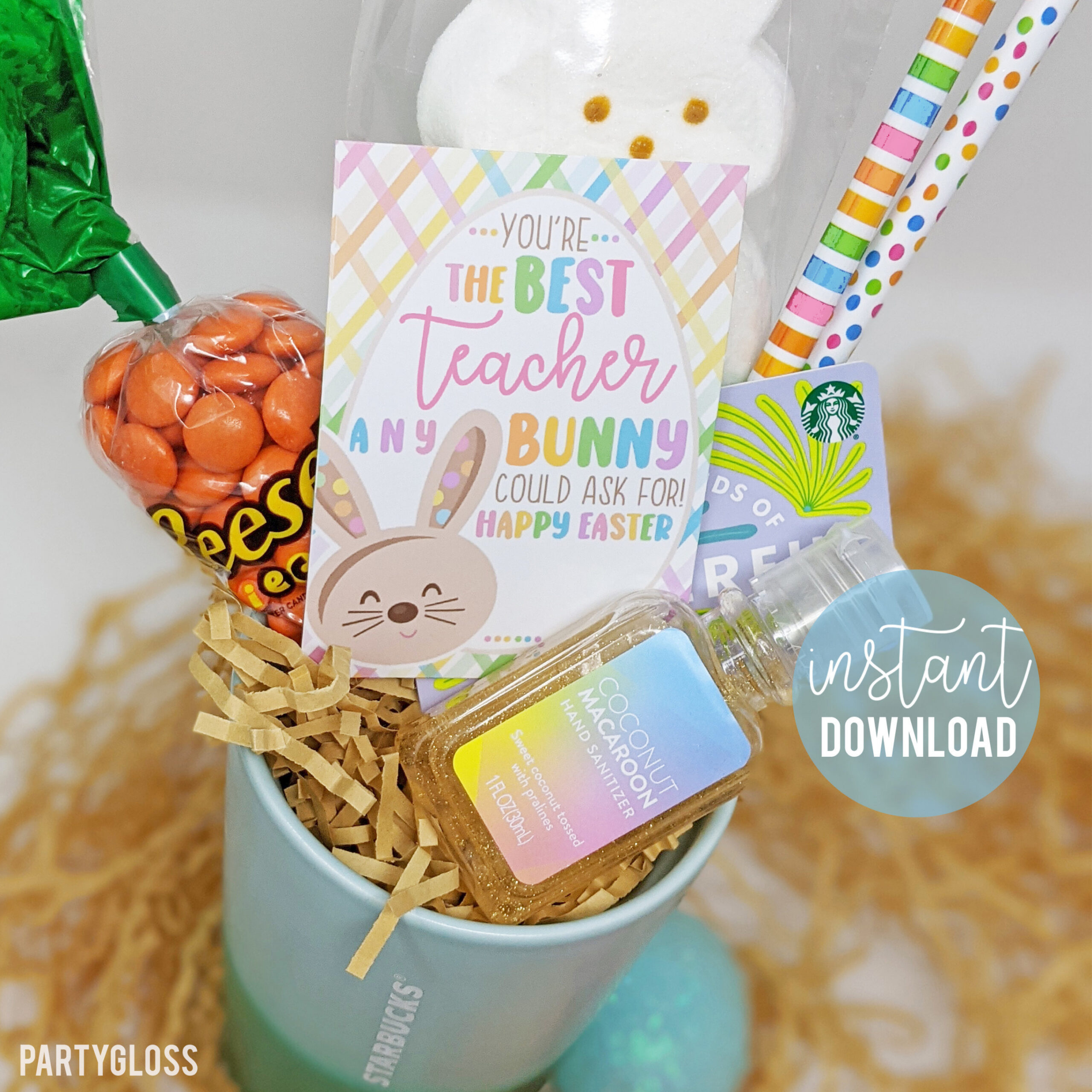 Teacher Appreciation Bunny Printable Tags Happy Easter Any - Etsy