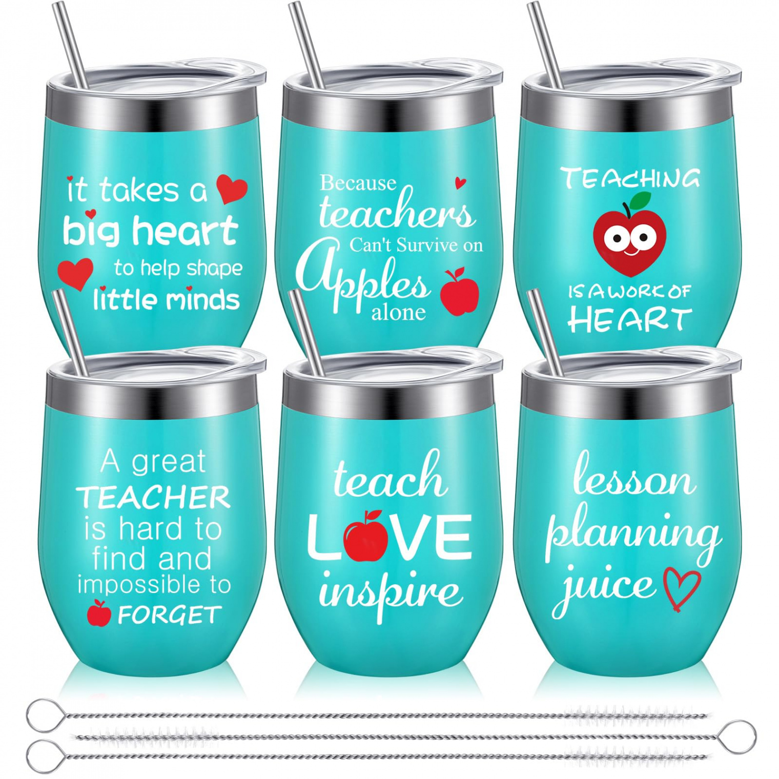 Teacher Gifts for Teacher oz Stainless Steel Teacher Wine Glass with Lid  and Straws Teacher Appreciation Birthday Gifts for Daycare, Preschool,