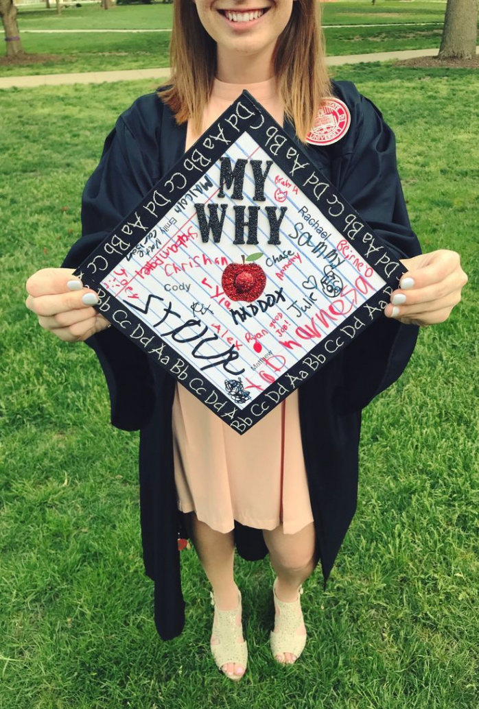 Teacher graduation cap - &quot;MY WHY&quot; with student