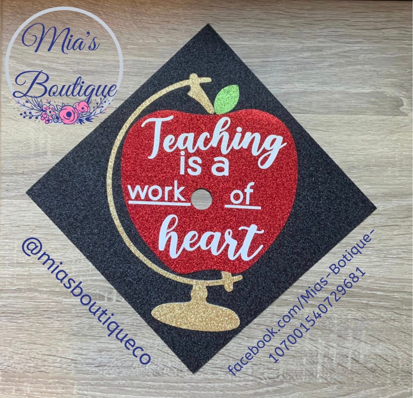 Teacher Graduation Cap Cover/ Glitter Apple Graduation Cap/ Custom