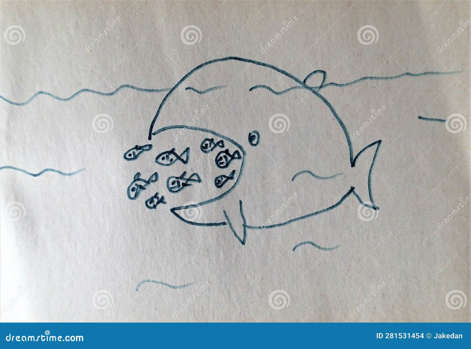 Whale Eating Many Fish in the Ocean Stock Photo - Image of living