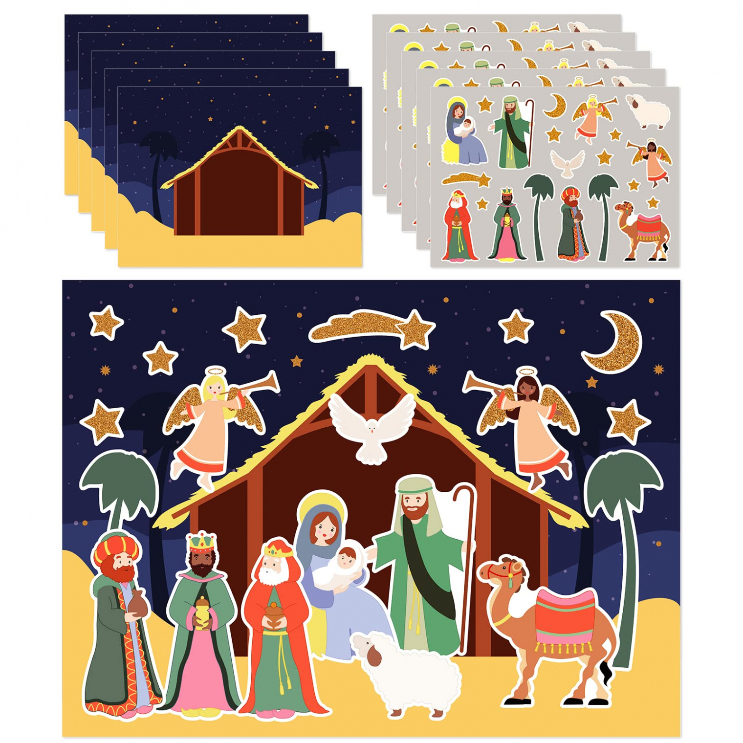 WhatSign Nativity Stickers  Sets Make a Nativity Scene Stickers for Kids  Jesus Birth Religious Christmas Stickers Crafts Activities Nativity Bible