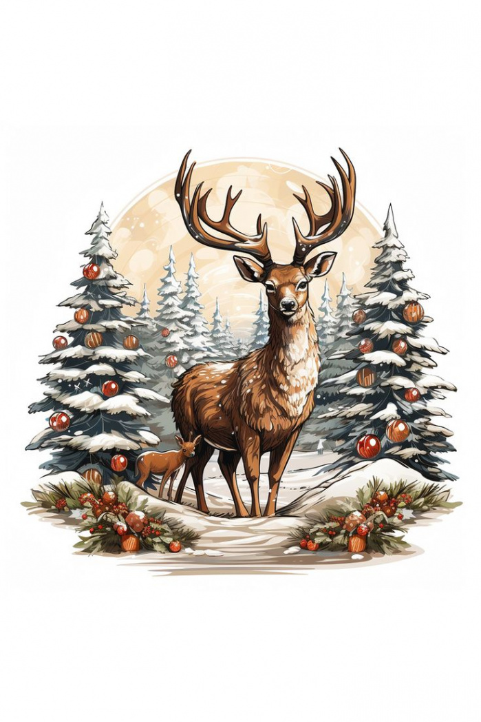 Whimsical Christmas Reindeer Clipart