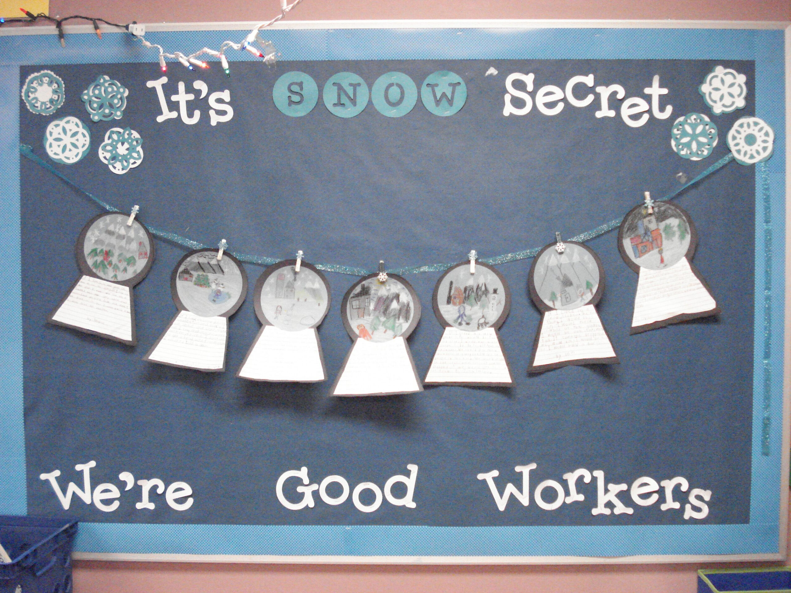 Winter bulletin board for displaying student workcurrently