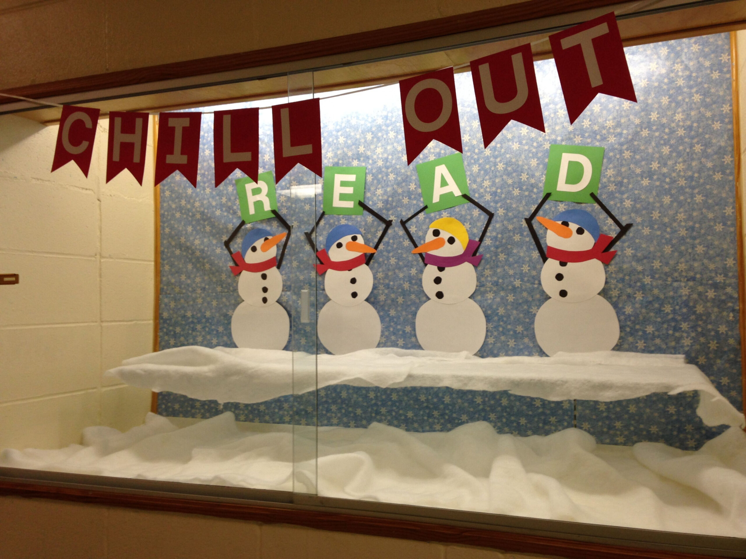 Winter library bulletin board