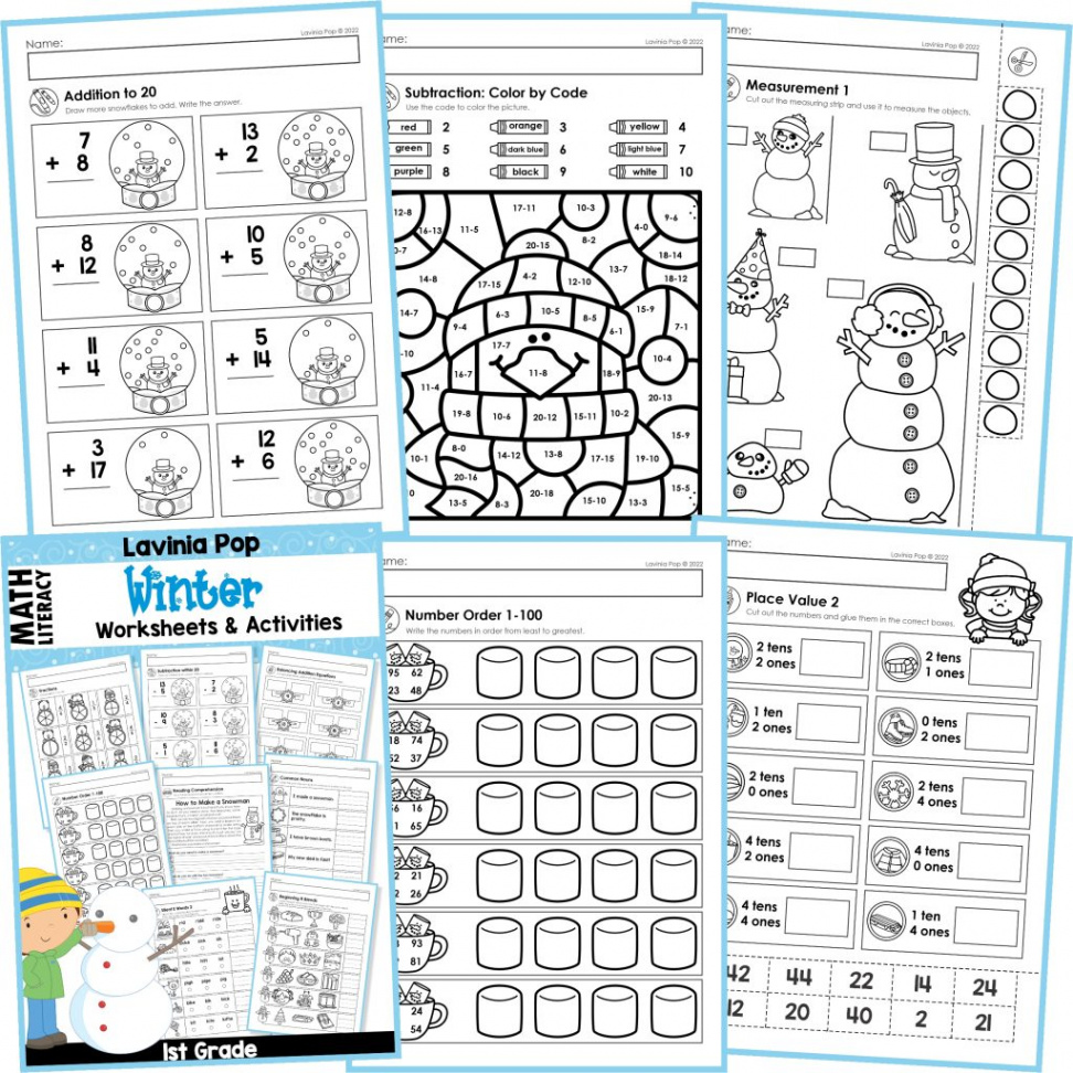 Winter st Grade Worksheets and Activities No Prep  First Grade