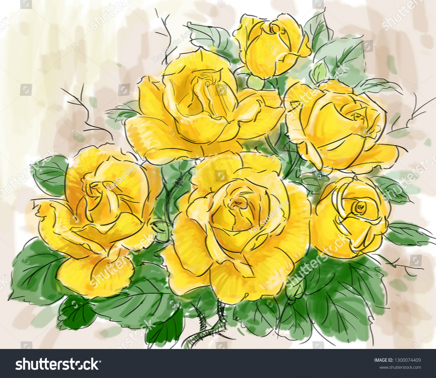 Yellow Roses Drawing Stock Illustration   Shutterstock